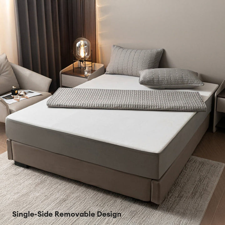 Hypoallergenic mattress protector, dust mite & pet-friendly, with full enclosure zipper for complete bed protection.