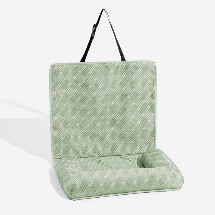 Comfortable Cooling Car Bed for dogs, perfect for back seat travel, keeping pets safe & cool.