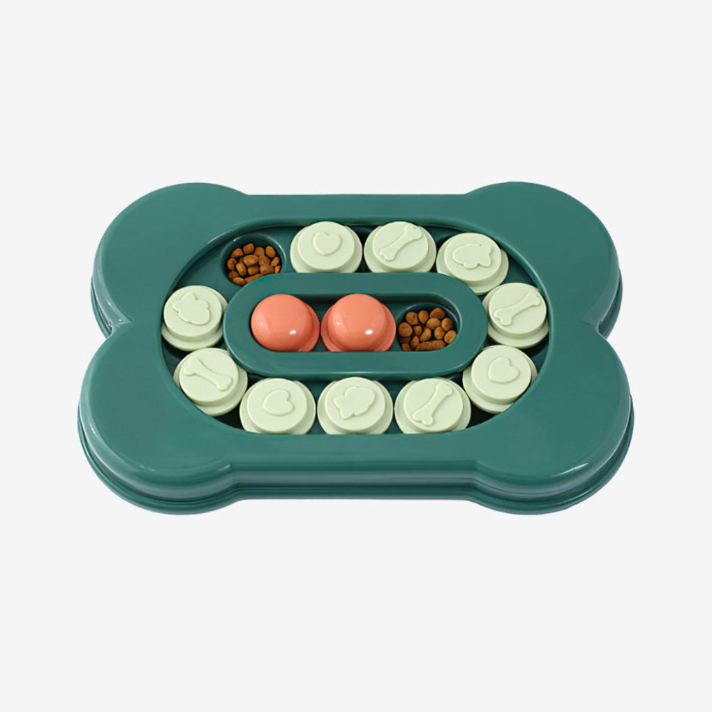 Durable sliding dog puzzle toy for anti-anxiety relief. Engages puppies and dogs with mental stimulation.