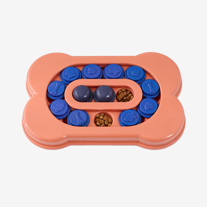 Interactive foraging dog puzzle for mental stimulation. Slow feeder enrichment toy for canine treat discovery.