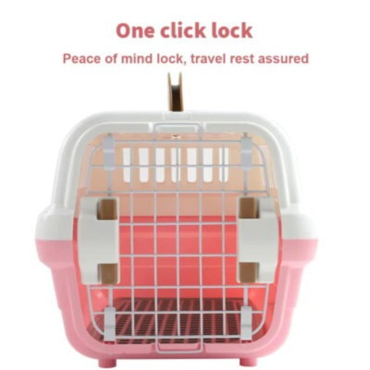 New4 pet cat travel crate with ventilation & secure lock for stress-free journeys for small pets.