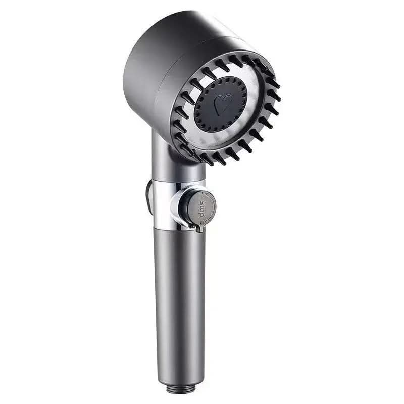 High-pressure massage shower head with integrated water filter. Enjoy purified water & invigorating sprays.