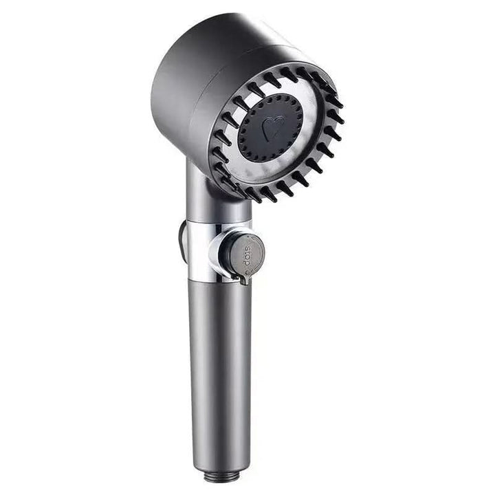 High-pressure massage shower head with integrated water filter. Enjoy purified water & invigorating sprays.