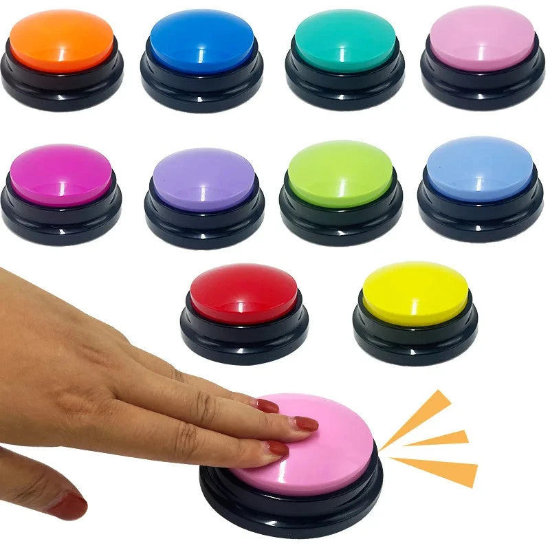 Set of multiple dog communication buttons for advanced pet training & animal learning.