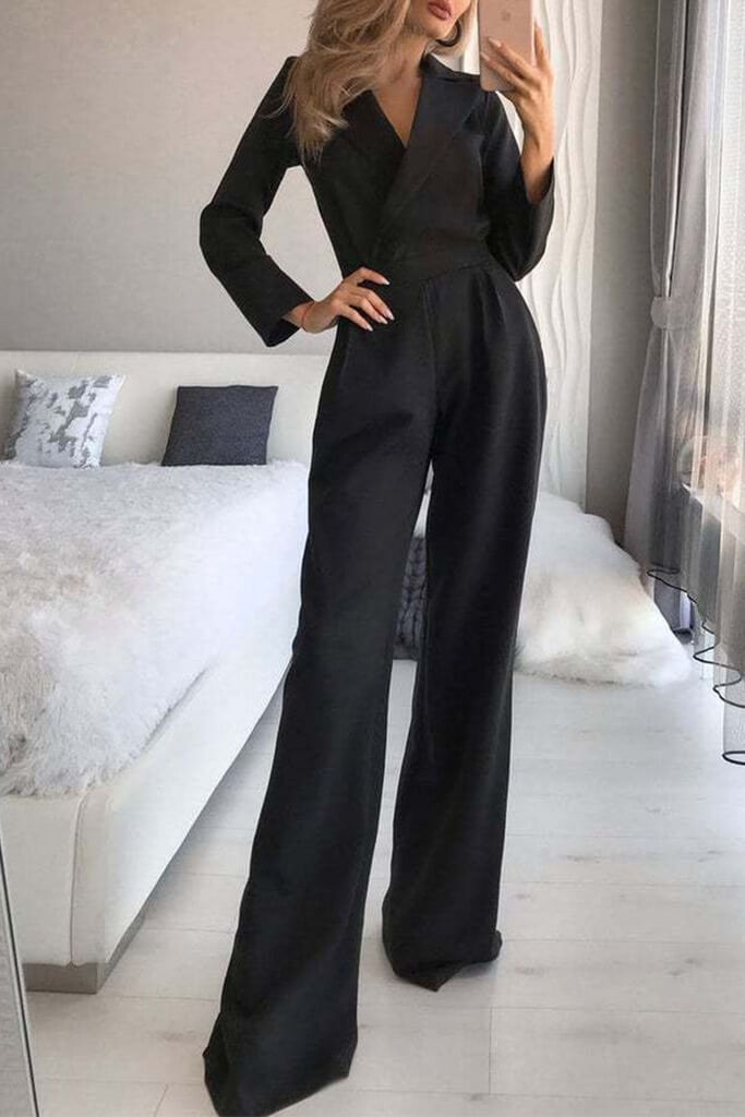 Eleganter Damen-Jumpsuit mit Umlegekragen