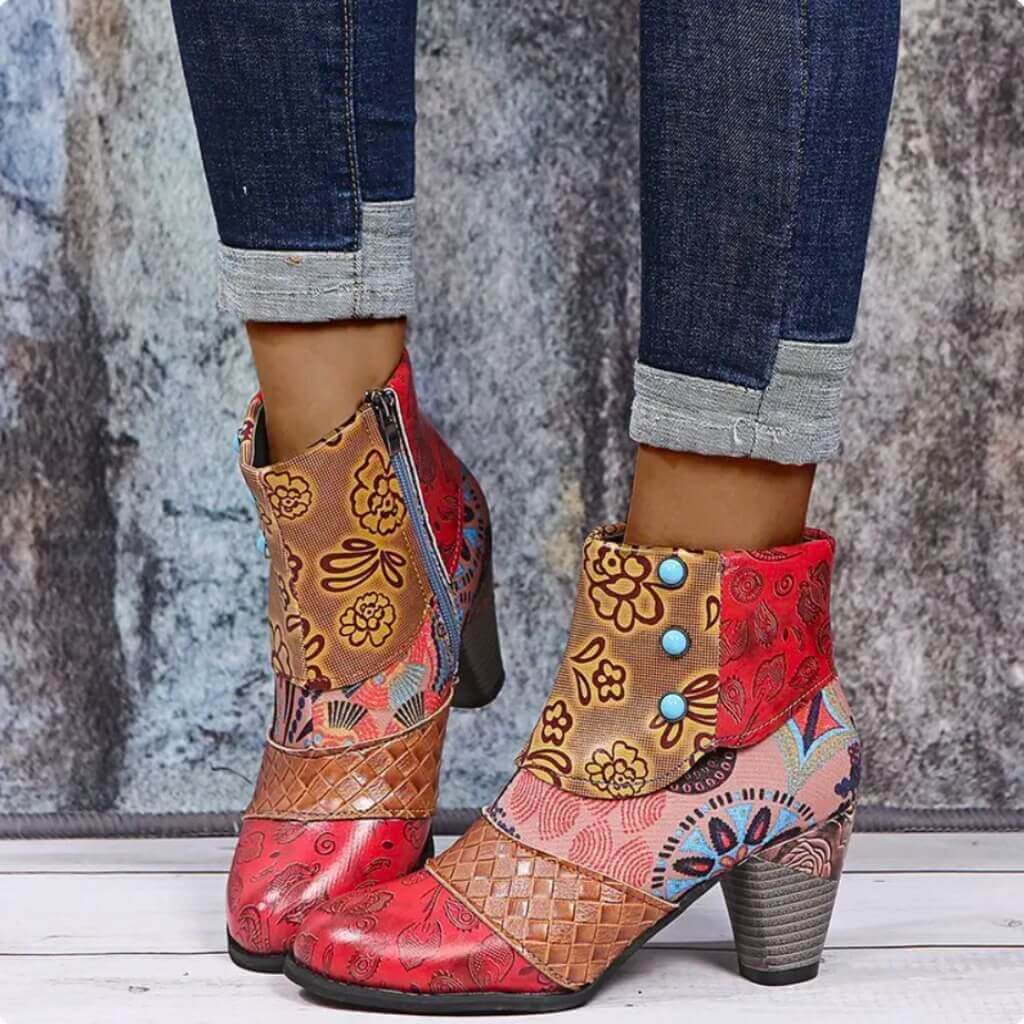 Wasserdichte Retro-Stiefel mit Ethno-Design