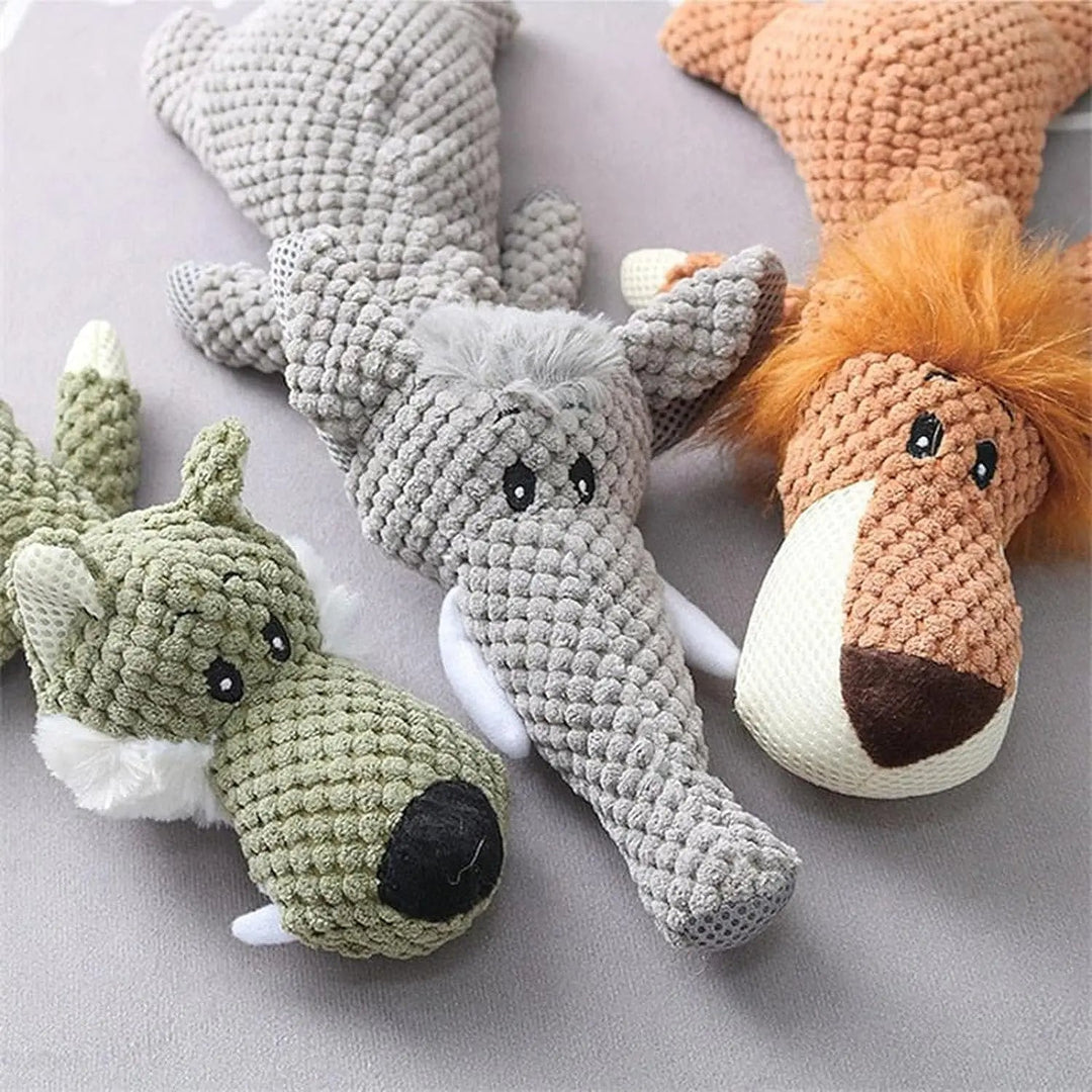 Soft yet ultra-durable dog chew toy for aggressive chewers; a long-lasting, indestructible plush pet supply.