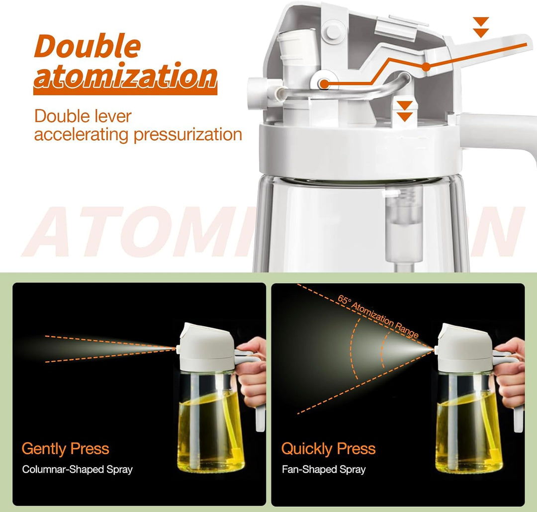 16 fl oz dual mode oil dispenser & sprayer for healthy eating & kitchen efficiency.