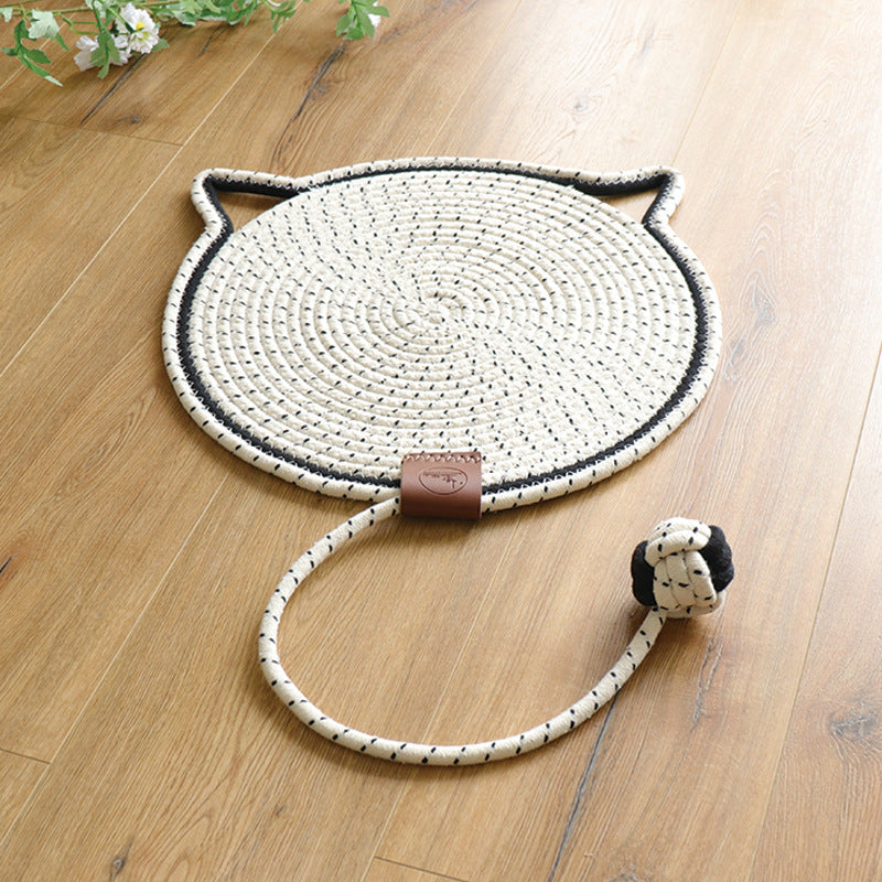 Two cats sharing a large durable cat scratching mat, demonstrating its spacious design.