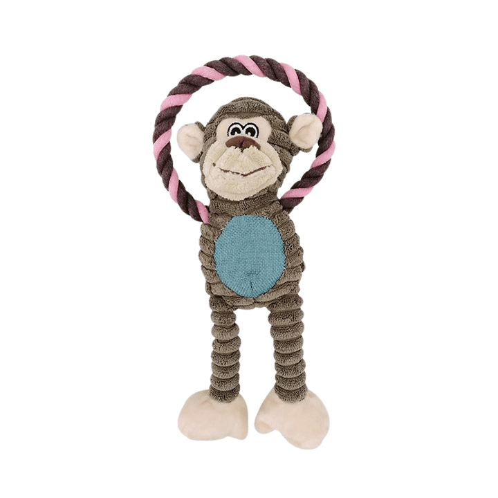 Durable corduroy dog chew toy with squeaker for interactive play