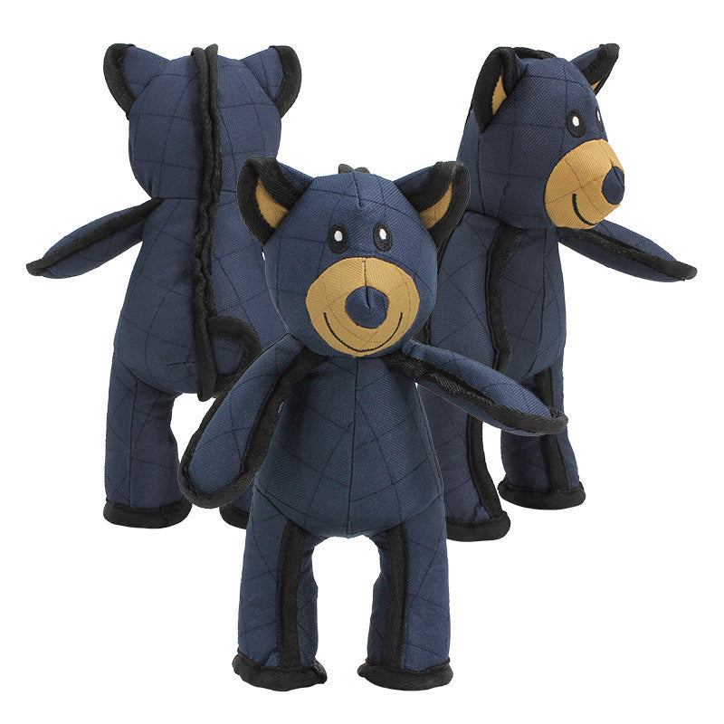 Plush dog toy designed for heavy chewers, indestructible with an internal squeaker.
