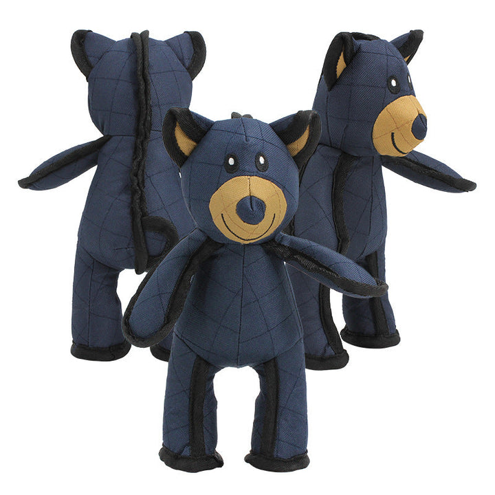 Plush dog toy designed for heavy chewers, indestructible with an internal squeaker.