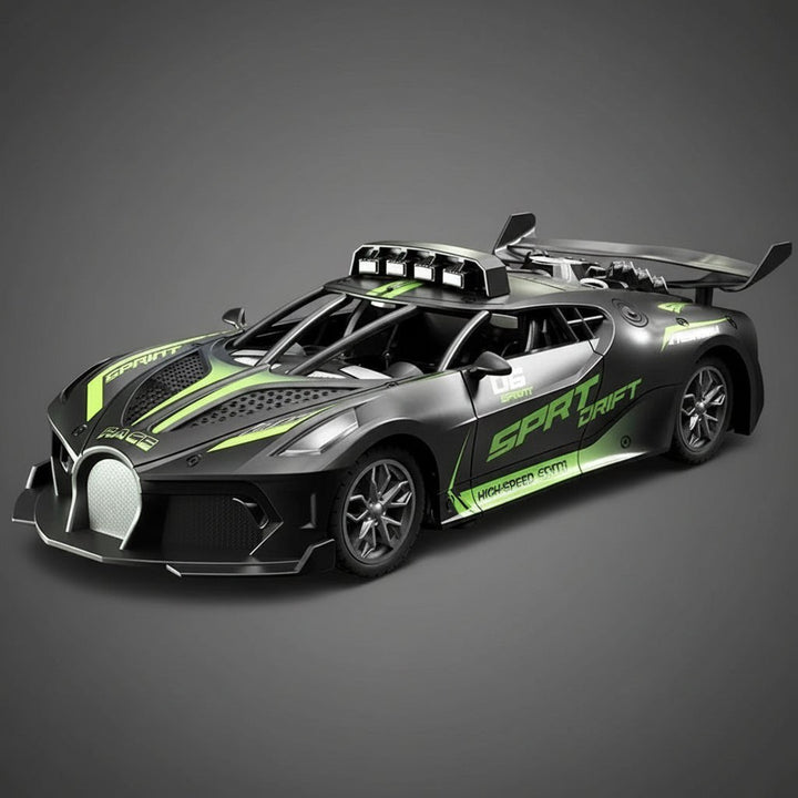 Children's easy-to-control 1:18 scale RC car. Rechargeable drift toy for indoor & outdoor stunt fun.