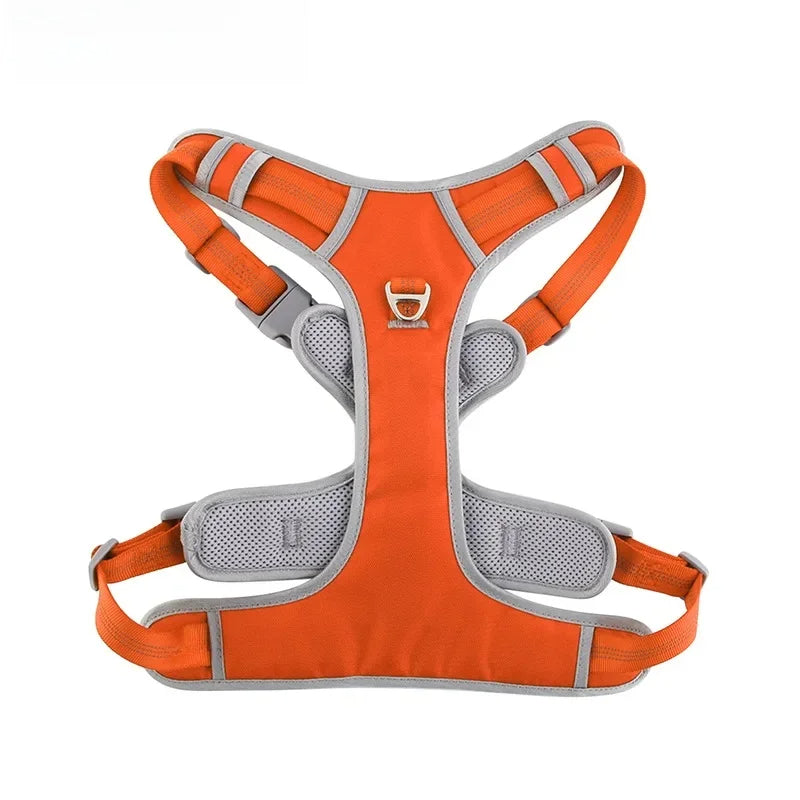 Adjustable no-pull vest harness for dogs, highlighting strong stitching and quality materials
