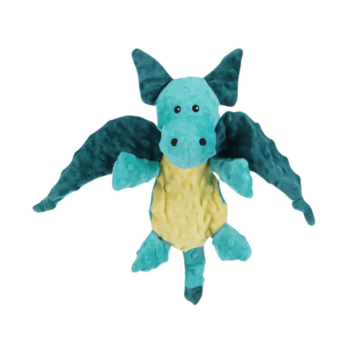 Plush dog toy for heavy chewers, in a playful pattern, ensures prolonged entertainment