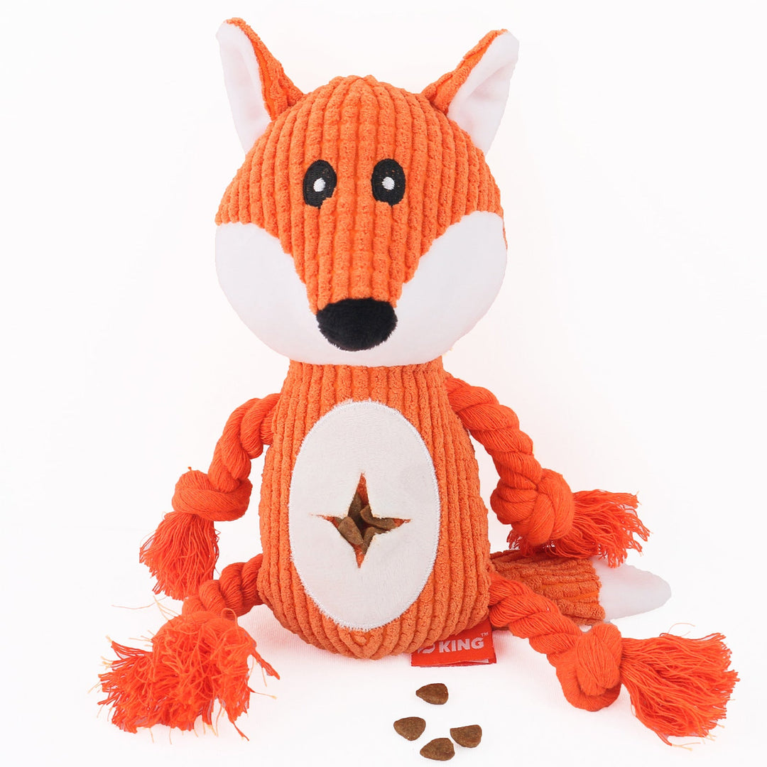 Red squeaky plush chew toy for aggressive dogs, durable yet soft for comfort, pet toy