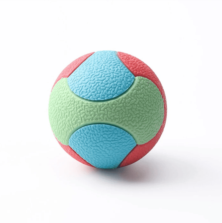 Interactive dog chew ball toy, blue, designed for tough chewers and promoting dental health in pets.