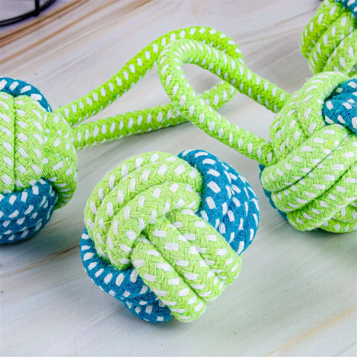 Textured durable rope chew toy for dogs, aiding in plaque removal and gum massage for canine dental care