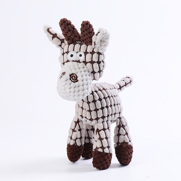 Tough plush dog toy with squeaker, 'Immortal' quality for aggressive chewers