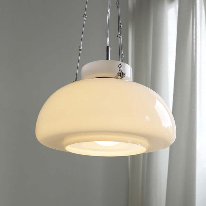 Milchige LED Pendelleuchte Modern Glas 40cm