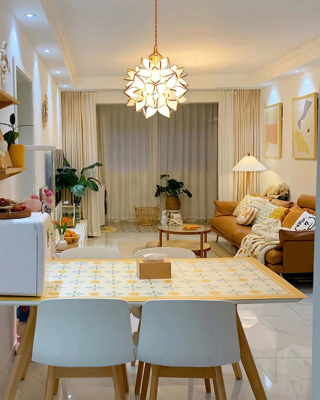 Handgefertigte Kapiz Muschel Pendelleuchte