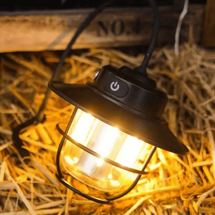 Tragbare LED-Campinglampe mit Retro-Stil
