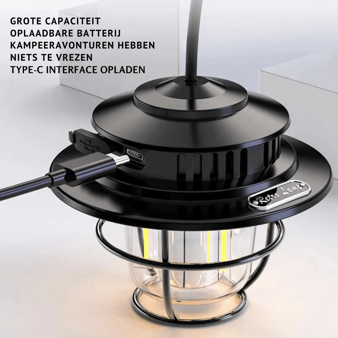 Tragbare LED-Campinglampe mit Retro-Stil
