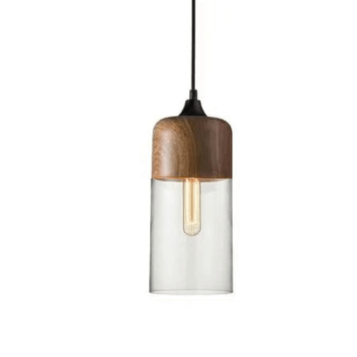 Elegante Pendelleuchte Glas & Holz