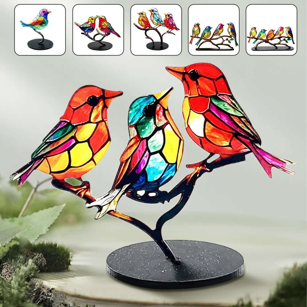 Buntglas-Vogelstatue - Dekorative Vogelfiguren