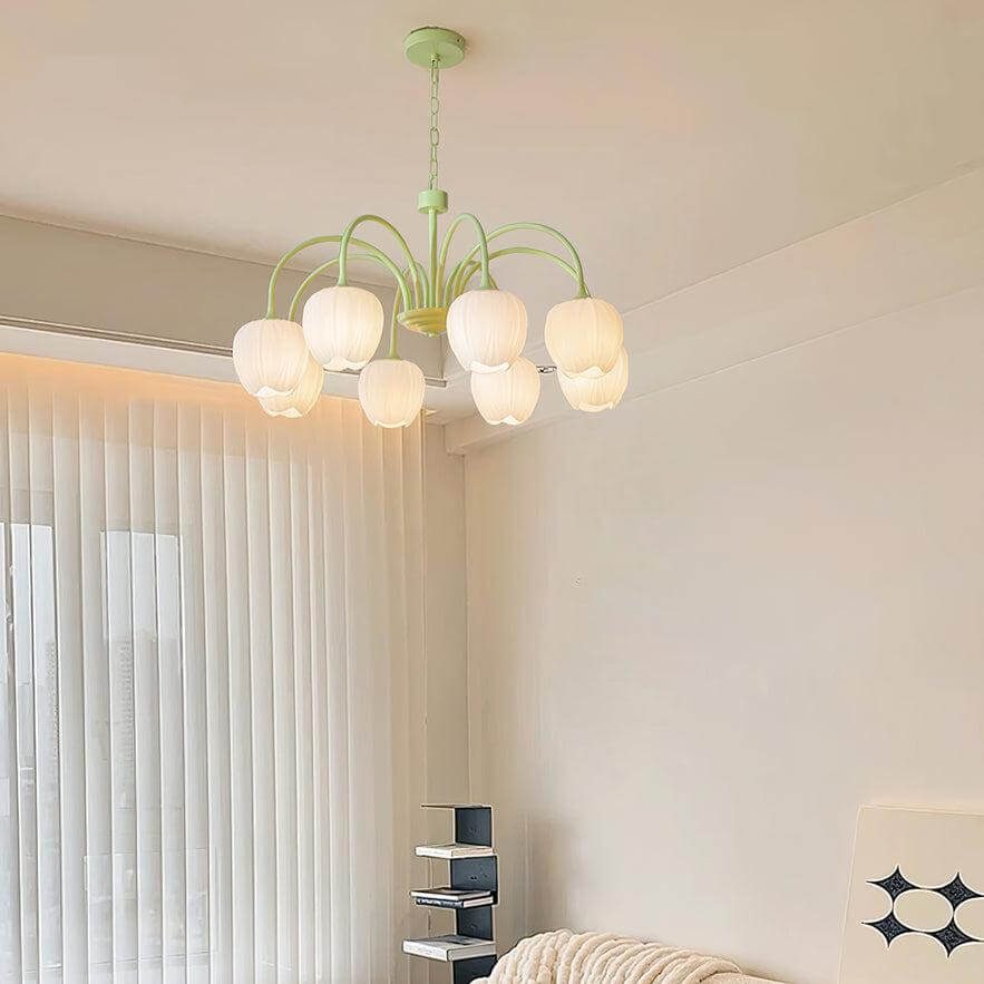 Tulpen-Matcha-Kronleuchter - 5-8 Leuchten