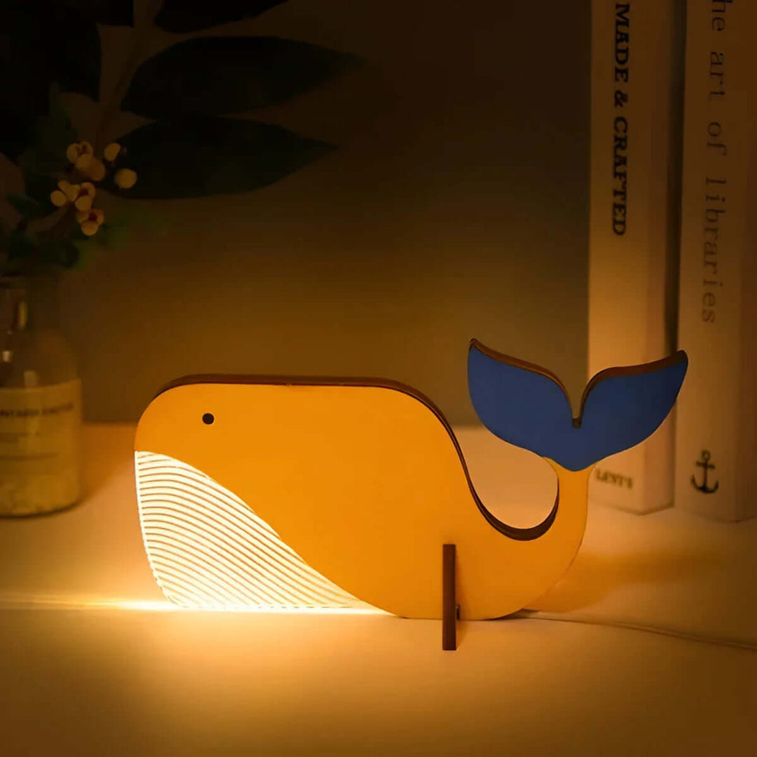 Kinder Nachttischlampe Holz Dekolampe LED Tiermotiv