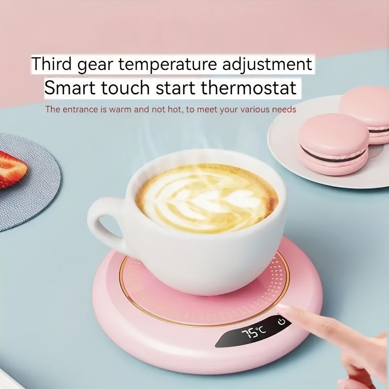 Enjoy perfectly warm coffee with this mug warmer. Features 3 temperature settings and USB power.