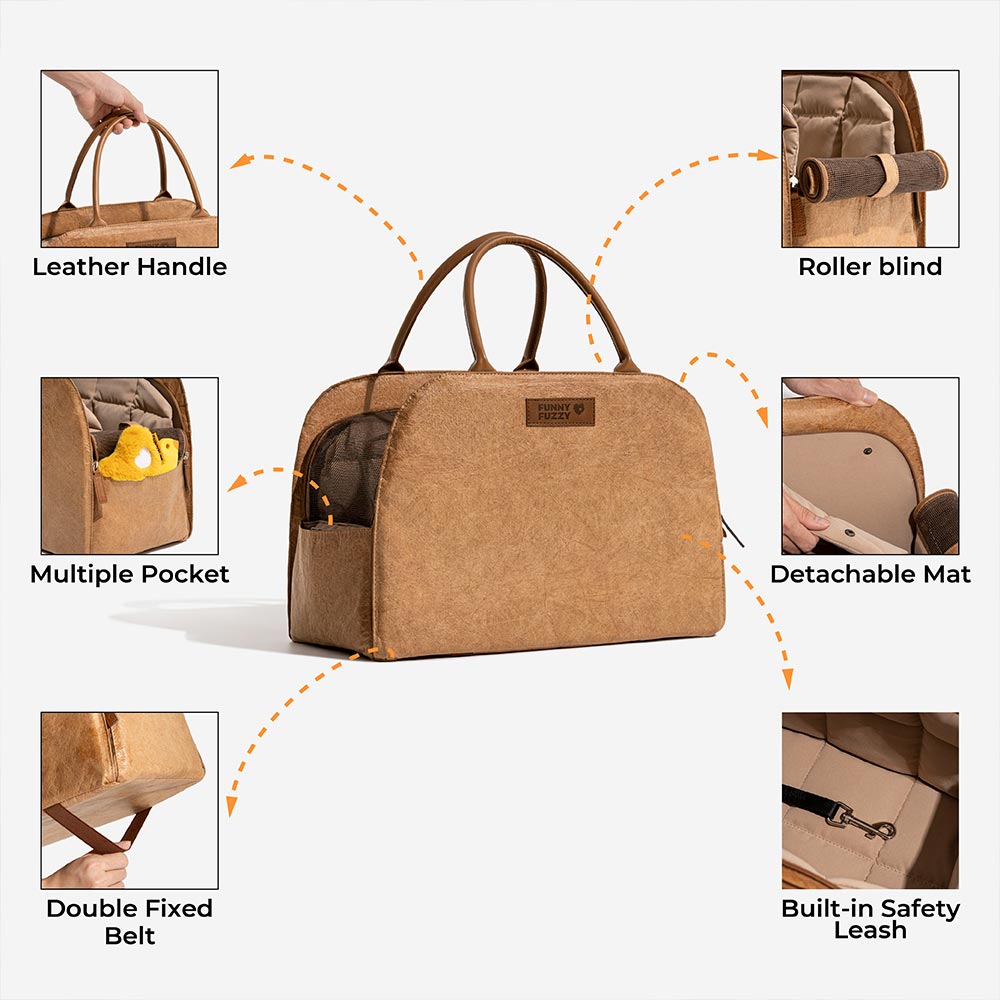 Expandable pet travel bag, converts to car seat, versatile for vet visits and adventures