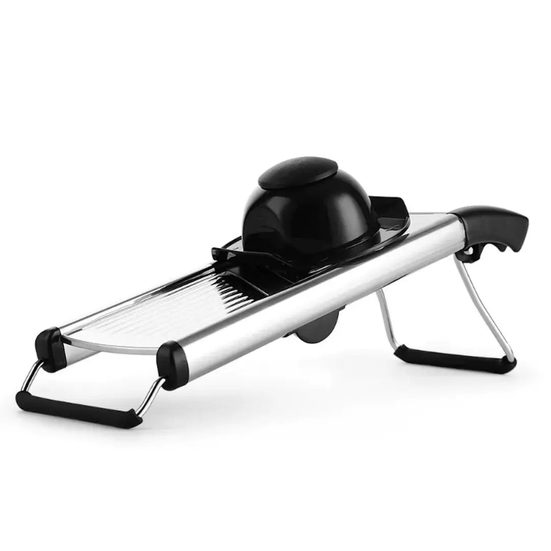 "Edelstahl-Mandoline, verstellbar, präzise Klingen, robust, ideal für Gemüse, multifunktional, sicherheitsgeprüft, hochwertig