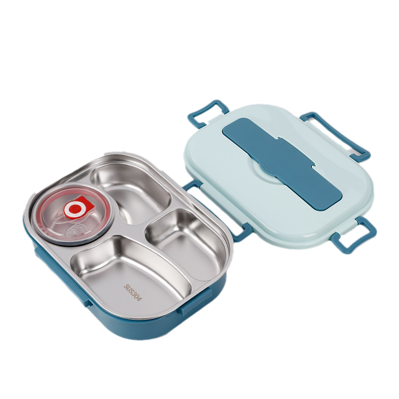 "Edelstahl Thermo-Lunchbox mit 3/4 Fächern, langlebig, stilvoll, unterteiltes Design, frische Speisen unterwegs"