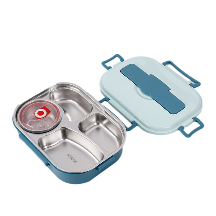 "Edelstahl Thermo-Lunchbox mit 3/4 Fächern, langlebig, stilvoll, unterteiltes Design, frische Speisen unterwegs"