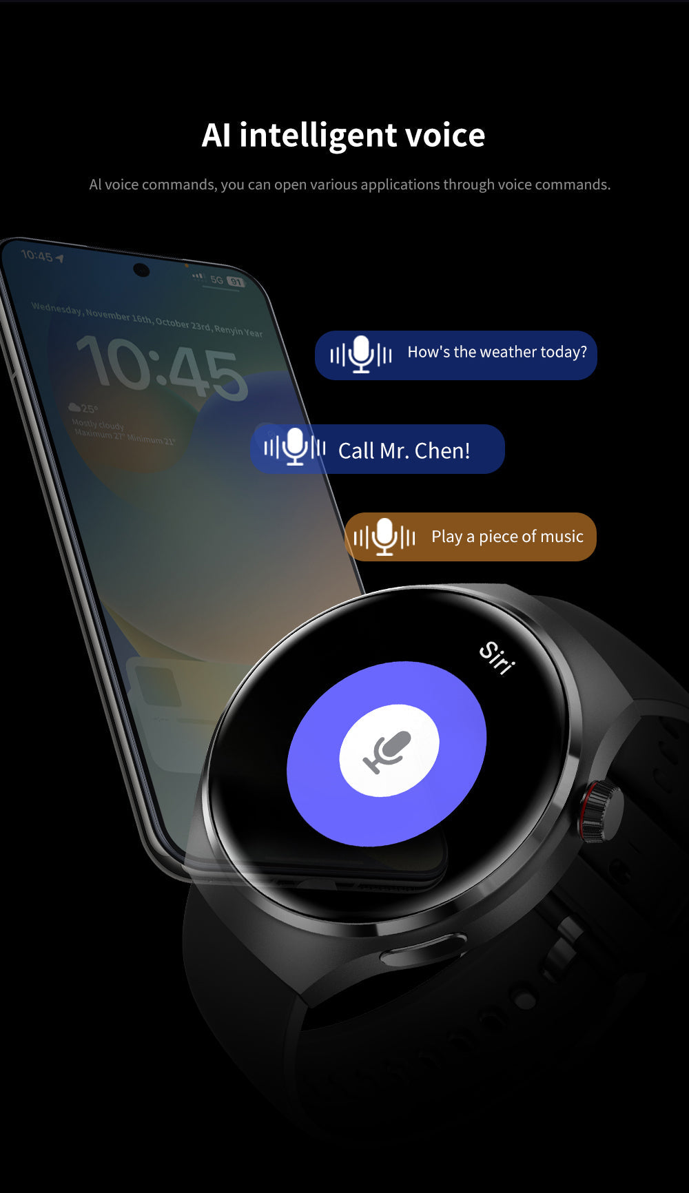 "Edle GT4 Pro Smartwatch für Herren, rundes AMOLED Display, schwarz mit IP68-Schutz, ideal für stilbewusste Technikliebhaber.