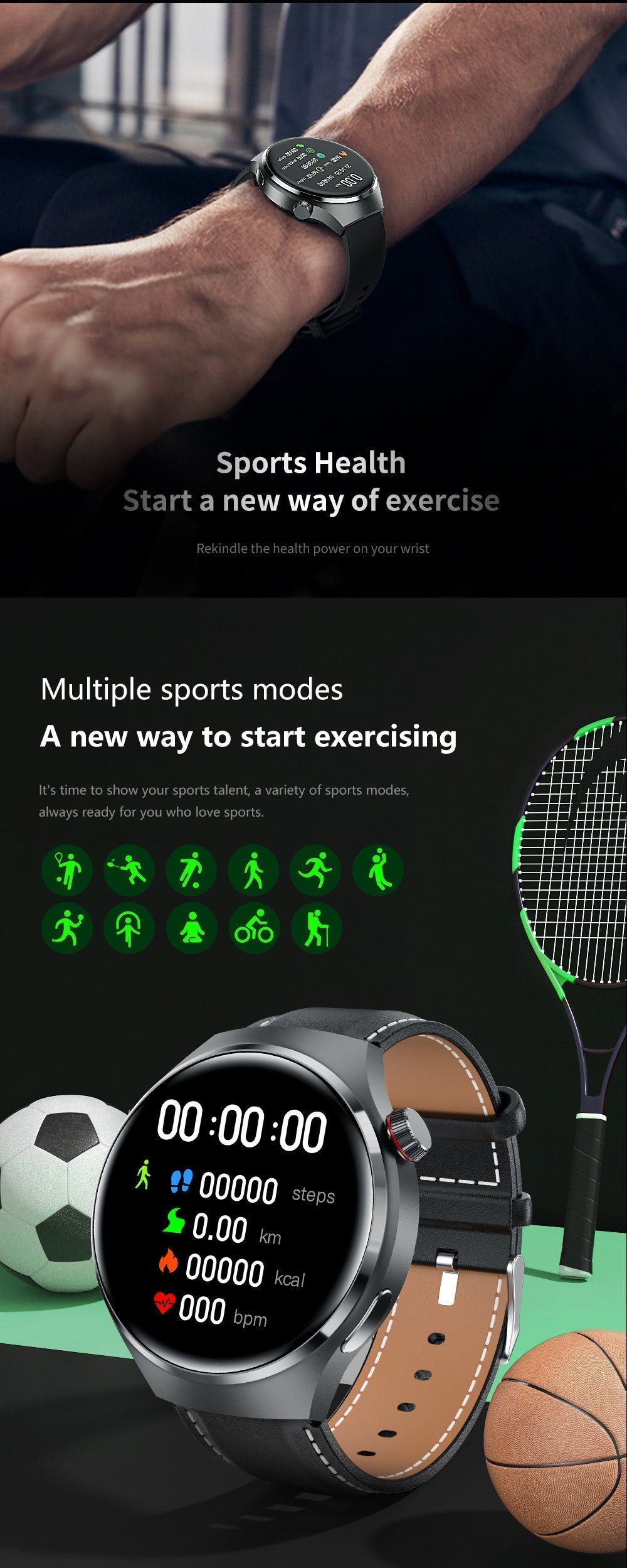 "Edle GT4 Pro Smartwatch für Herren, rundes AMOLED Display, schwarz mit IP68-Schutz, ideal für stilbewusste Technikliebhaber.