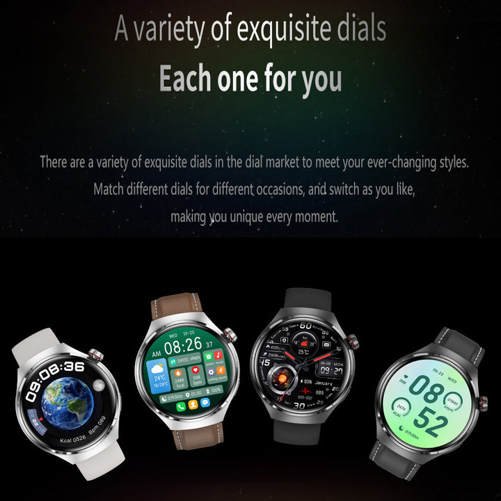 "Edle GT4 Pro Smartwatch für Herren, rundes AMOLED Display, schwarz mit IP68-Schutz, ideal für stilbewusste Technikliebhaber.