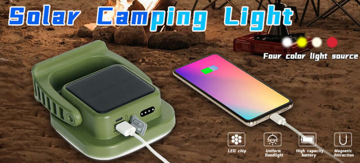 80W LED Solar Campinglampe mit Magnet & Zoom