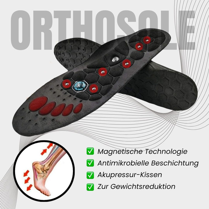 "Effektive Akupressur Orthosole Einlegesohlen in Frauenschuhen, bieten Komfort, Unterstützung und ermüdungsfreie Füße."