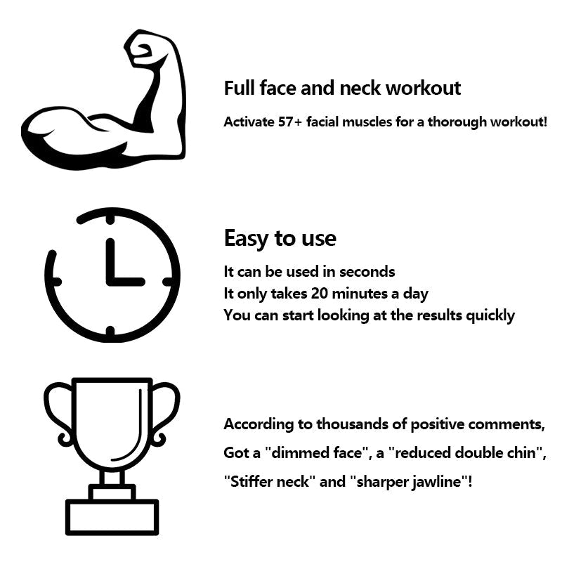 "Effektiver Gesichtsmuskeltrainer für definierte Kieferlinie, Silikonmaterial, kompakt, für Männer und Frauen geeignet."