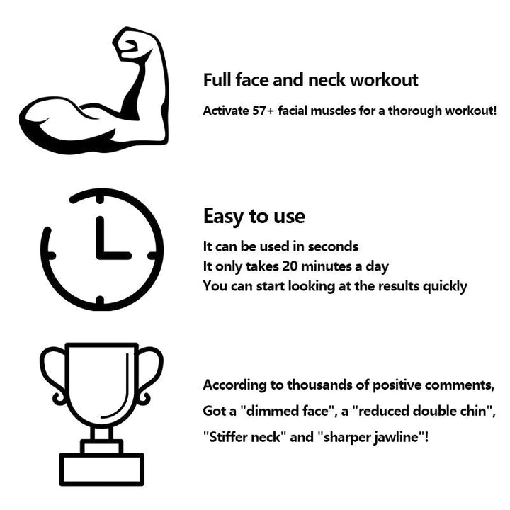 "Effektiver Gesichtsmuskeltrainer für definierte Kieferlinie, Silikonmaterial, kompakt, für Männer und Frauen geeignet."