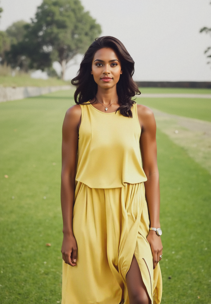 Ein elegantes, einfarbiges Maxikleid für Damen, mit klaren Linien und weicher, lockerer Passform für Komfort und Stil.