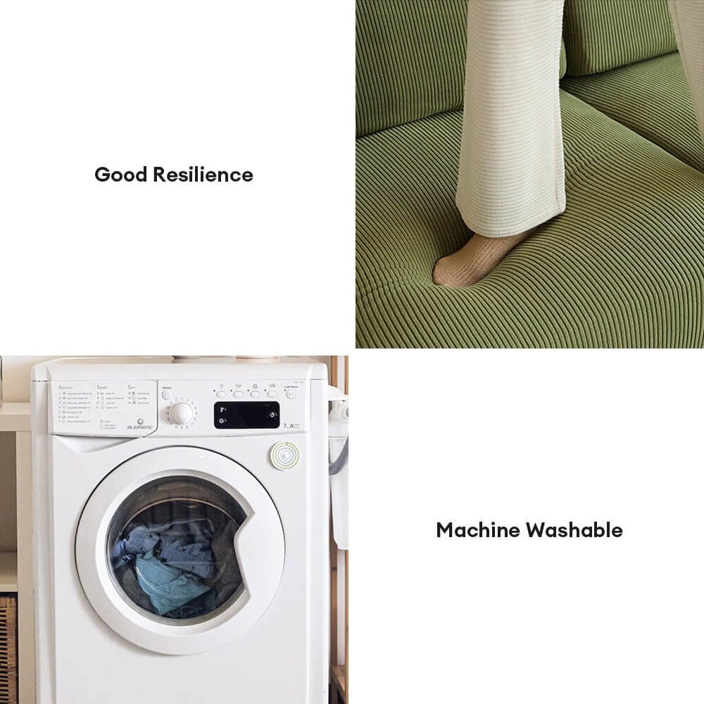 "Elastischer Sofabezug aus kratzfestem Cord mit eleganten vertikalen Streifen, passt zu modernen Wohnzimmern."