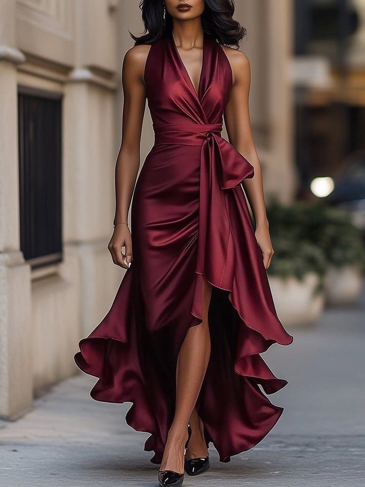 Chic women's party & gala wrap maxi dress, V-neck design, long and elegant.