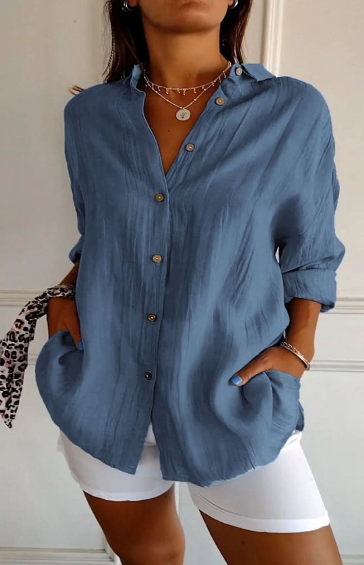 Essential women's everyday blouse, elegant chic long sleeve top for versatile styling.