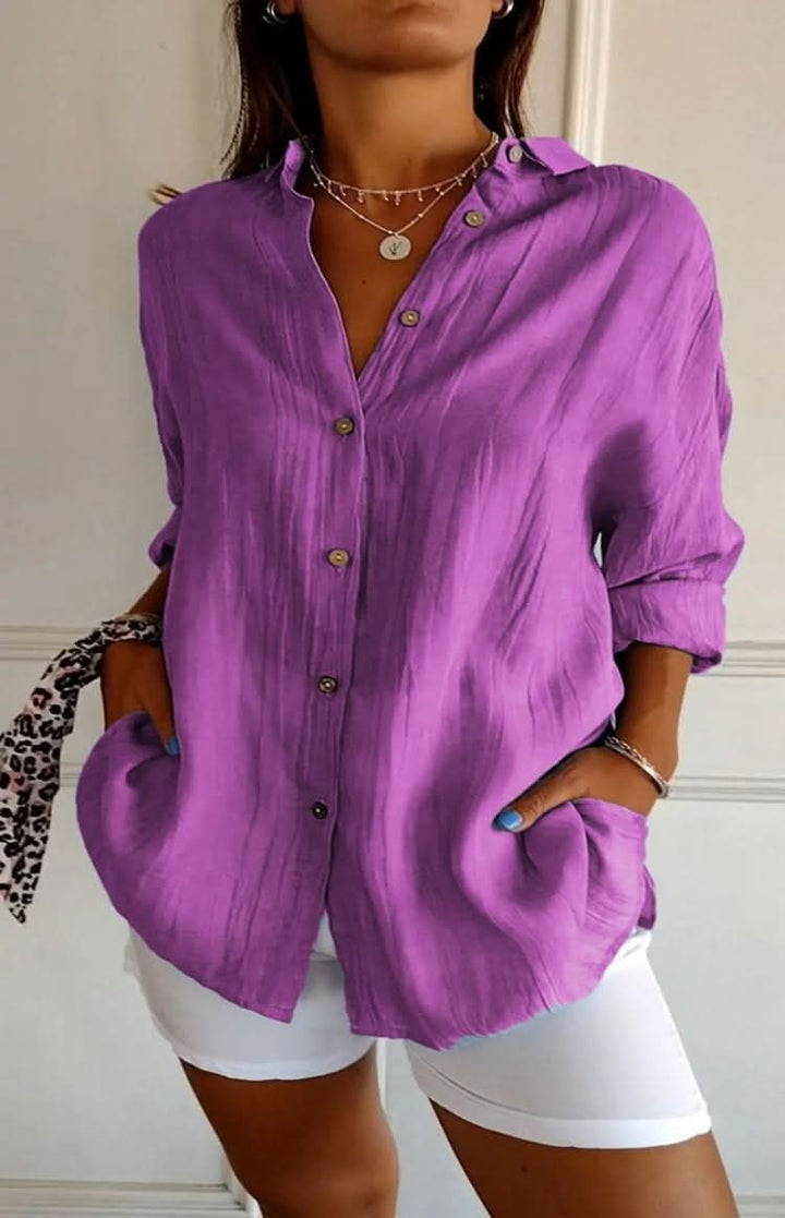 Elegant women's fashion blouse, versatile chic long sleeve top for modern everyday style.