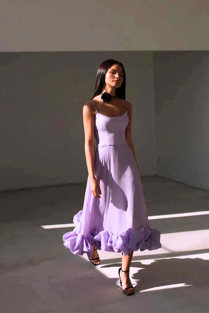 Chic women's elegant scoop-neck maxi dress, a flowy wedding guest outfit or formal evening party gown.