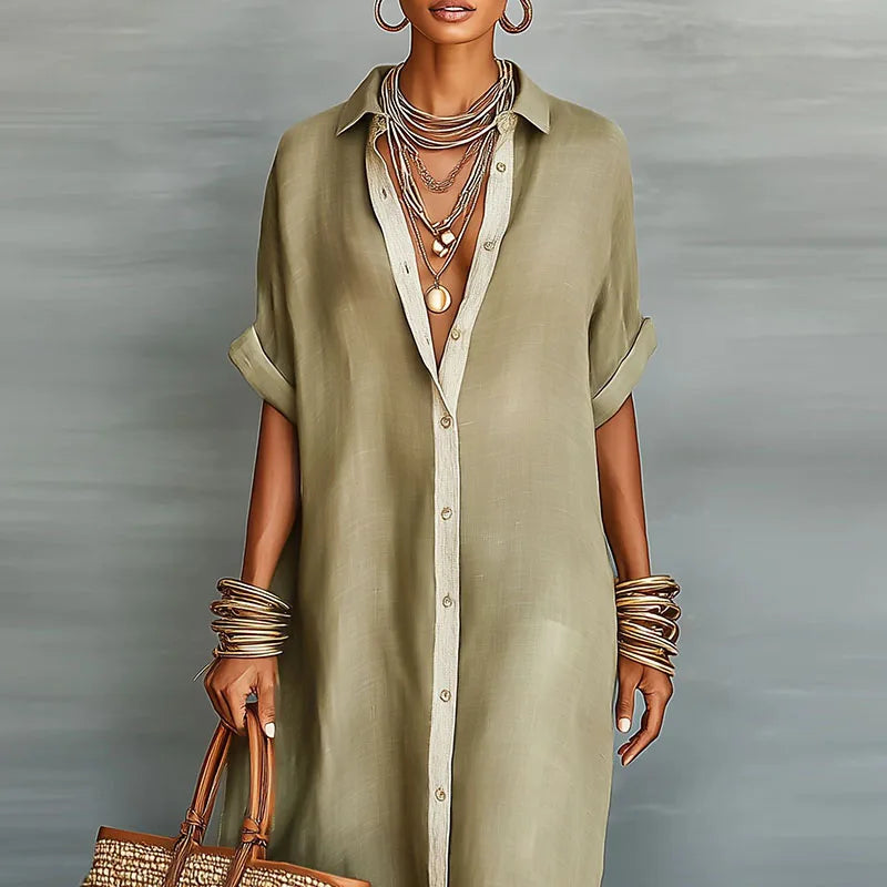 Casual yet elegant women's maxi shirt dress, ideal for spring style and comfortable wear.